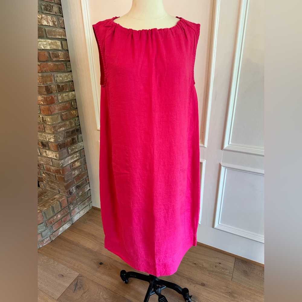 FLAX Athena Linen Shift Midi Dress